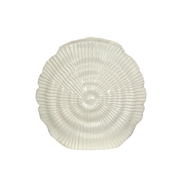 Glossy White Ceramic Coral Shell Vase – Coastal Sophistication for Elevated Interiors - AllureAbode Décor