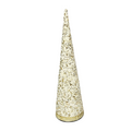 Elegant Cone Christmas Tree Tabletop Decor – Crystal Beads, Ivory, Gold, Silver & Pearls - AllureAbode Décor 