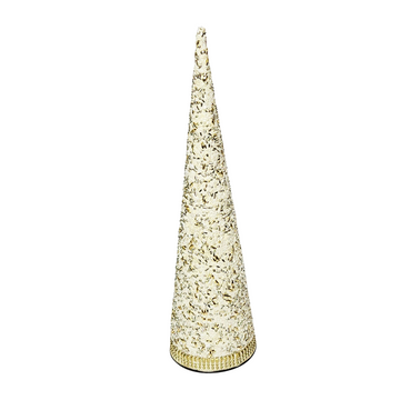 Elegant Cone Christmas Tree Tabletop Decor – Crystal Beads, Ivory, Gold, Silver & Pearls - AllureAbode Décor 