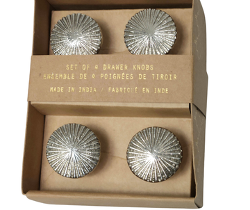 Art Deco Silver Crackled Sunburst Inspired Cabinet Knobs – Set of 4” - AllureAbode Décor 
