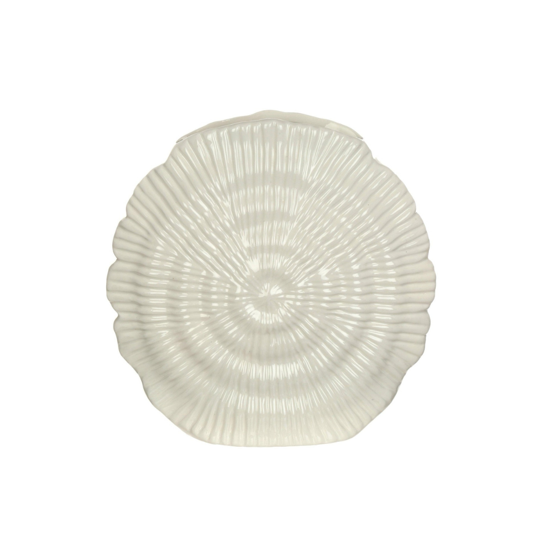 Glossy White Ceramic Coral Shell Vase – Coastal Sophistication for Elevated Interiors - AllureAbode Décor 