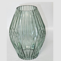 Exquisite Diamond-Cut Glass Vase with Green Luster – Perfect for Sophisticated Home Décor - AllureAbode Décor 