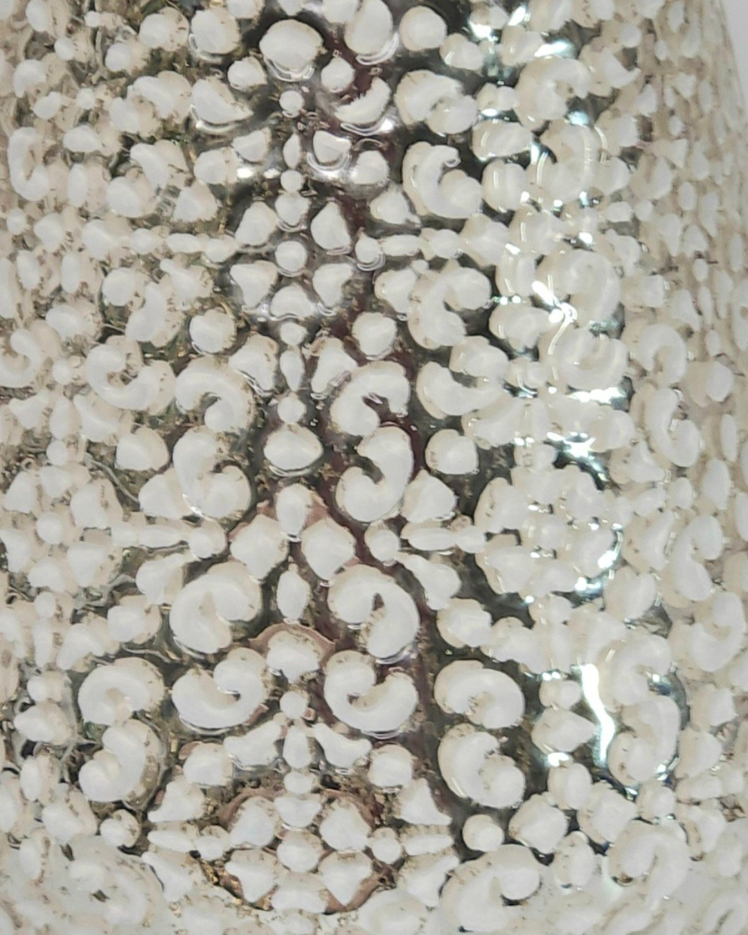 Luxury Mercury Dimpled White & Gold Glass Vase – 10.5" H, 12.25" L, 10" D – Glam Home Accent with Reflective Shine - AllureAbode Décor 