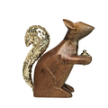 Wood & Gold Squirrel Figurine with Golden Acorn: - AllureAbode Décor 