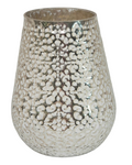 Luxury Mercury Dimpled White & Gold Glass Vase – 10.5