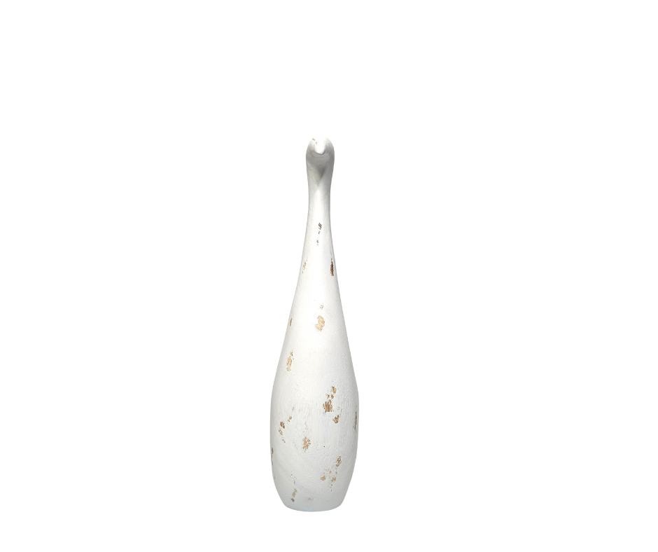 Medium White Wooden Swan – Country Chic Home Accent Figurine - AllureAbode Décor 