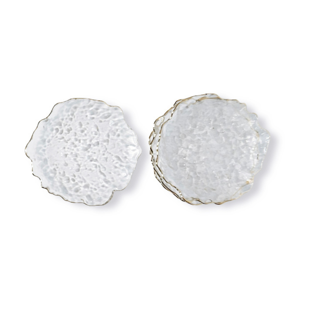 Clear Textured Flower Dessert Plates Set of 4 | Elegant Floral Tableware | Stylish and Versatile Serving Dishes - AllureAbode Décor 