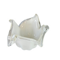 Murano Style Art Glass Bowl – White Ivory & Amber with Crest Edge, Handmade in Italy - AllureAbode Décor 