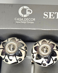 Luxury Pearl Tomato Knobs – Silver Chrome & Metallic Floral  – Set of 12 - AllureAbode Décor 