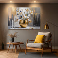 Magnolia Bloom in Gold – Abstract Luxury Floral Wall Art - AllureAbode Décor 