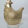 Golden Ceramic Rooster on Marble-Style Base – 9.5