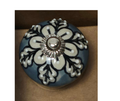 Boho Ceramic Cabinet Knobs – Blue Base with Pearl White Leaves, Set of 4 - AllureAbode Décor 