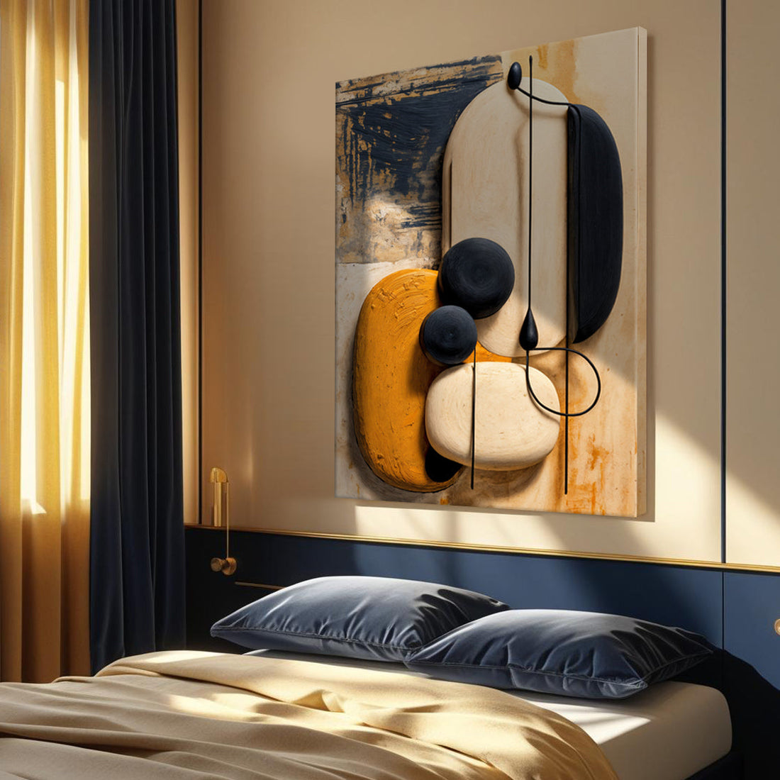 Orange Abstract Harmony Wall Art - Modern Abstract Neutral Canvas Wall Art - AllureAbode Décor 