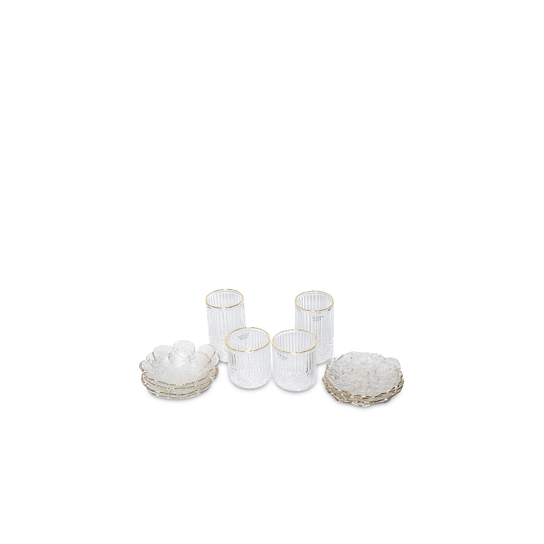 Clear Textured Flower Dessert Plates Set of 4 | Elegant Floral Tableware | Stylish and Versatile Serving Dishes - AllureAbode Décor 