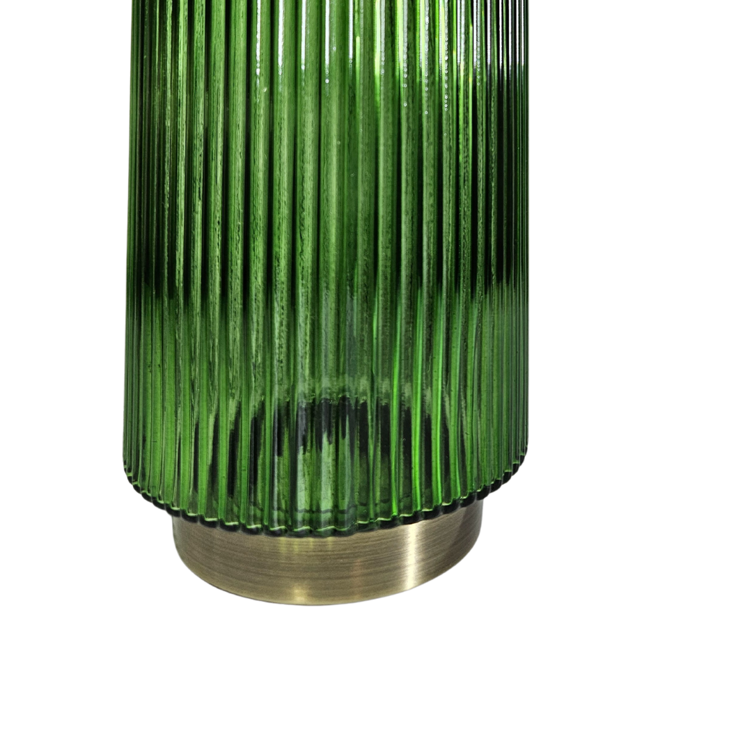 Modern Art Hunter Green Terrarium Glass Vase with Gold Pedestal Trim | Luxury Nordic Glass Vase for Hydroponics - AllureAbode Décor 