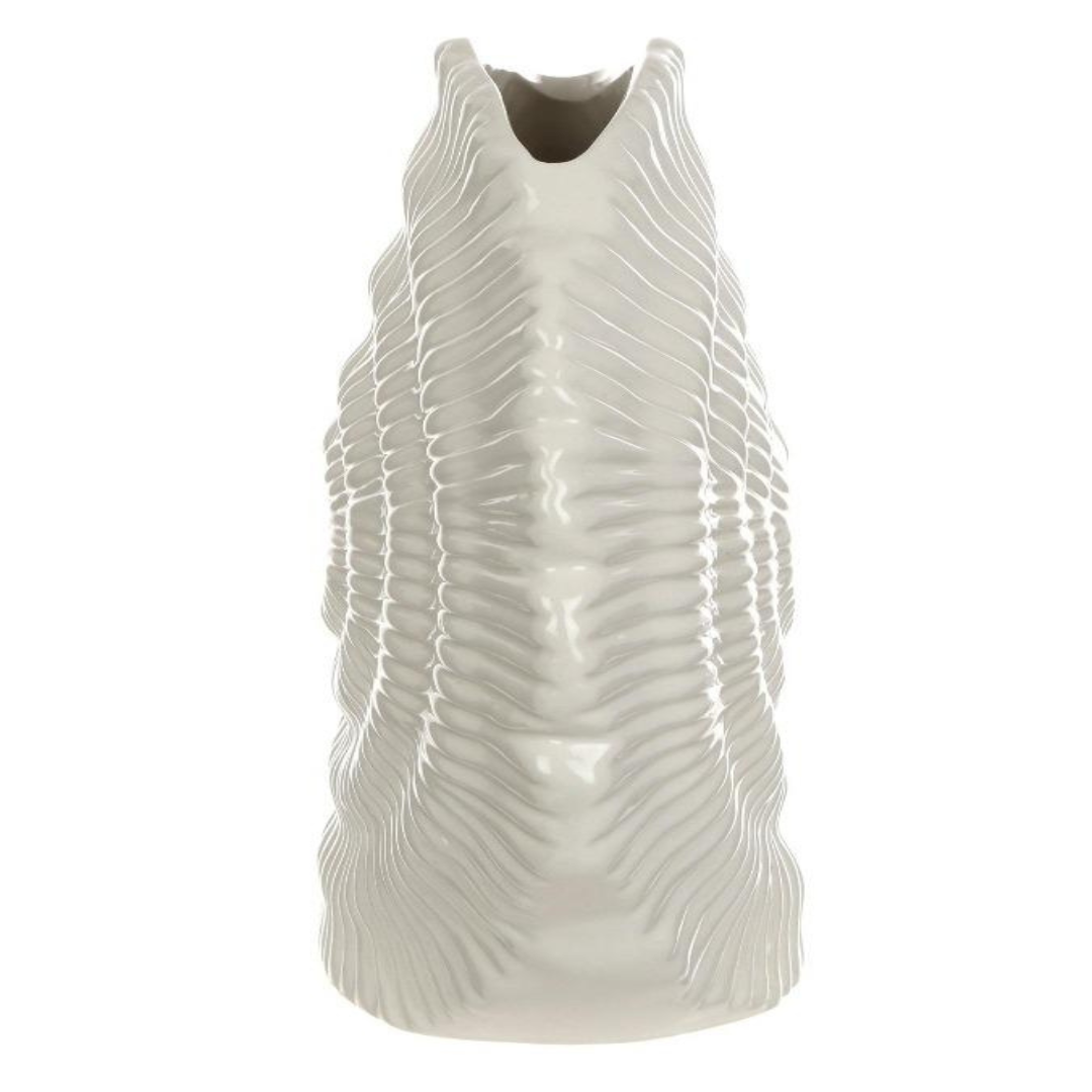 Glossy White Ceramic Coral Shell Vase – Coastal Sophistication for Elevated Interiors - AllureAbode Décor 