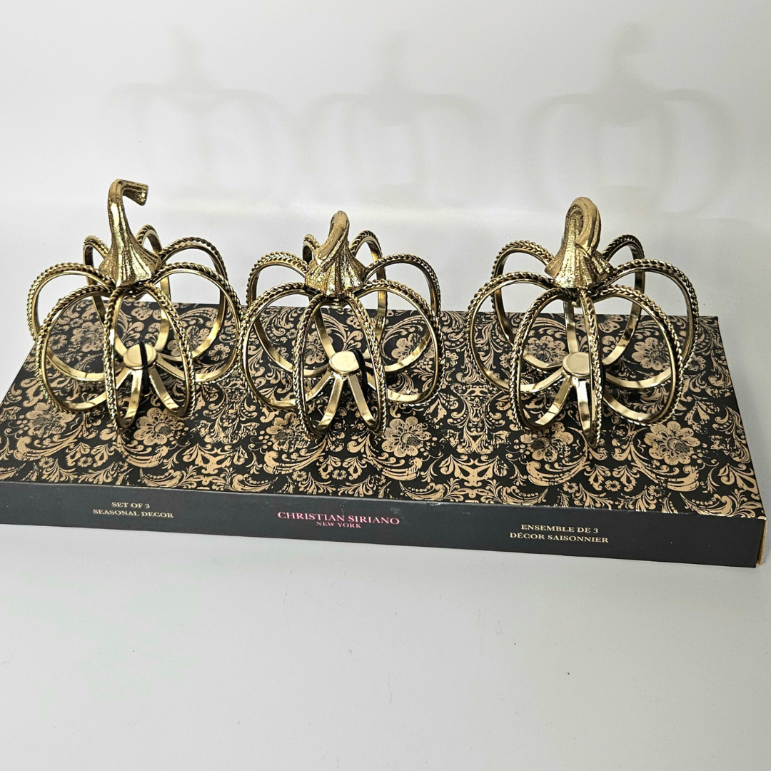 Gold Wire Rope Pumpkin Designer Accent by Christian Siriano - AllureAbode Décor 