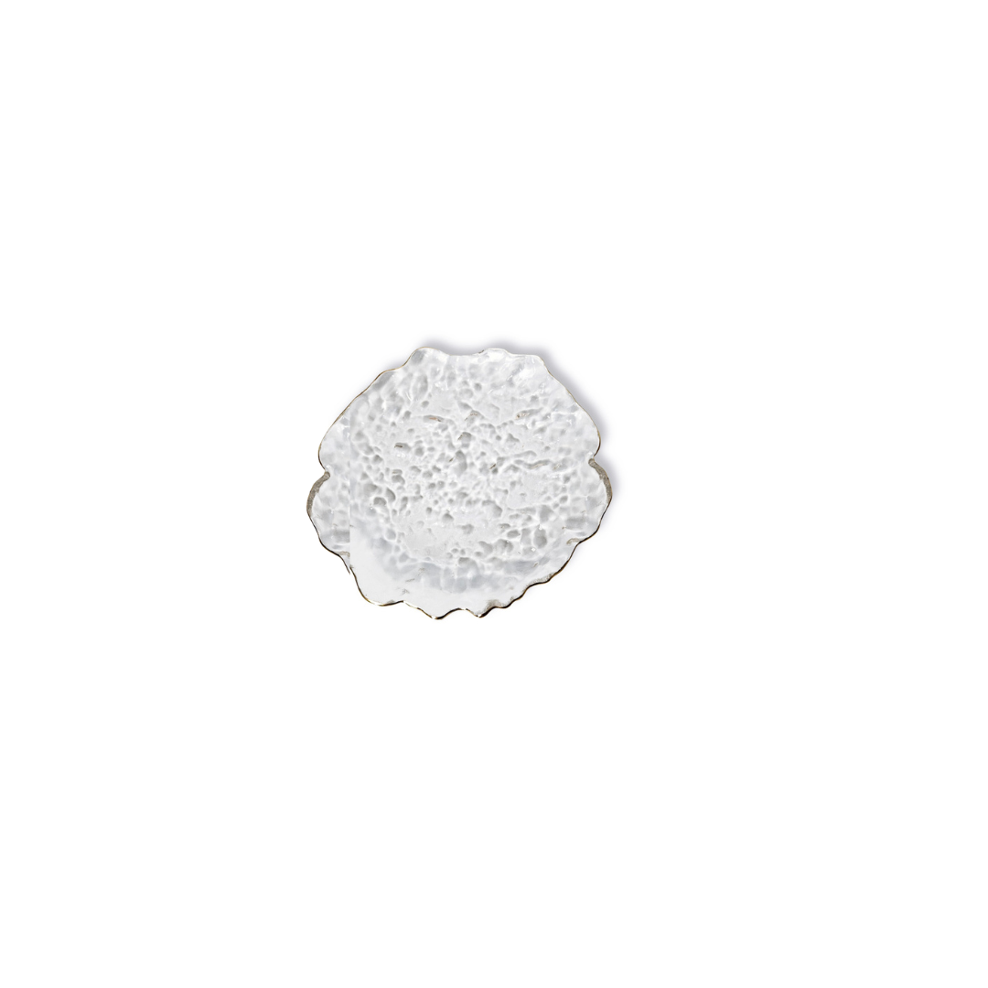Clear Textured Flower Dessert Plates Set of 4 | Elegant Floral Tableware | Stylish and Versatile Serving Dishes - AllureAbode Décor 