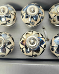 Luxury Pearl Tomato Knobs – Silver Chrome & Metallic Floral  – Set of 12 - AllureAbode Décor 
