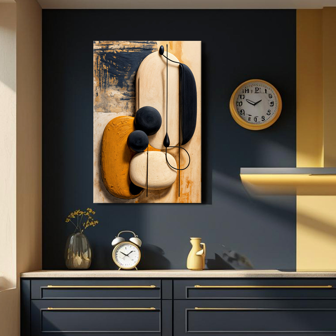 Orange Abstract Harmony Wall Art - Modern Abstract Neutral Canvas Wall Art - AllureAbode Décor 