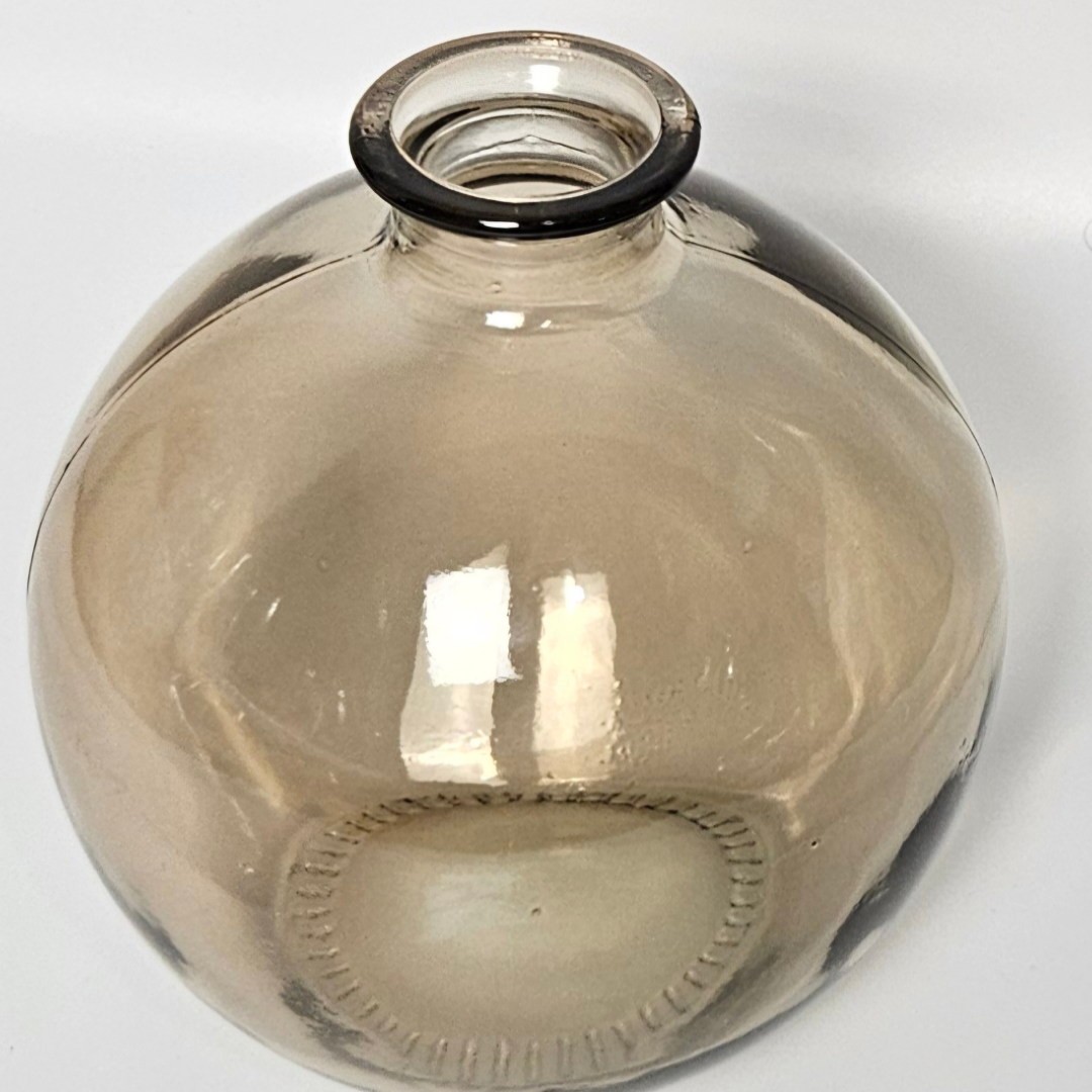 Smoky Brown Balloon Vase, 8” Recycled Glass for Eco-Chic Home Decor – Modern Vintage Appeal, Perfect for Shelves Tables - AllureAbode Décor 