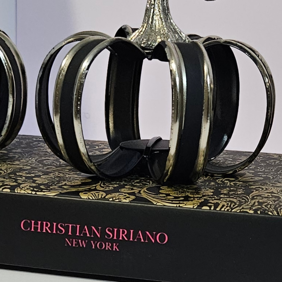 Christian Siriano Nickel Steel and Black Pumpkins Set – Luxe Seasonal Décor - AllureAbode Décor 