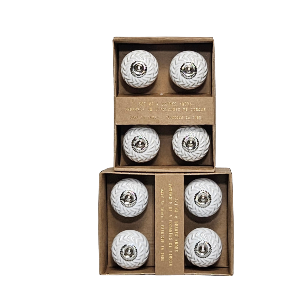 Luxury Vintage Cabinet Knobs – Ivory & Silver Set of 4 for Dressers an
