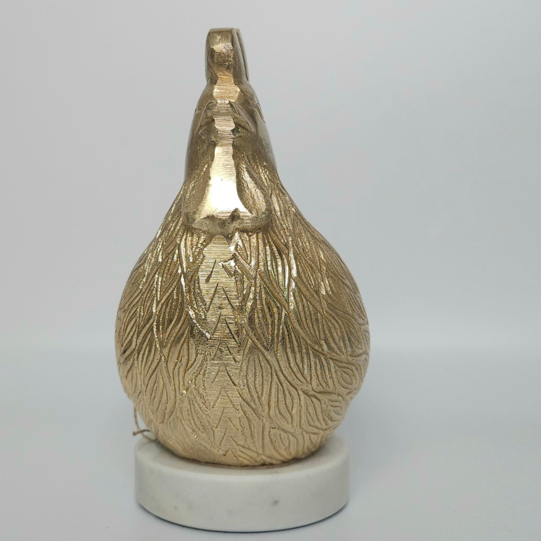 Golden Ceramic Rooster on Marble-Style Base – 9.5" H x 7" L - AllureAbode Décor 