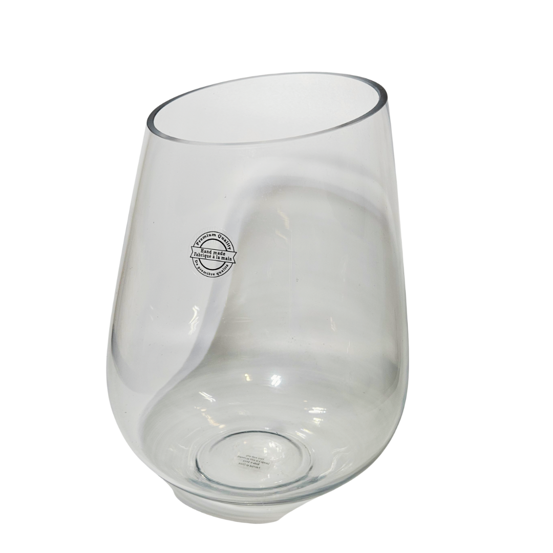 Oversized Slanted Tear Drop Vase – Elegant Centerpiece for Floral Arrangements - Modern Luxury Home Decor - AllureAbode Décor 