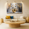 Magnolia Bloom in Gold – Abstract Luxury Floral Wall Art - AllureAbode Décor 