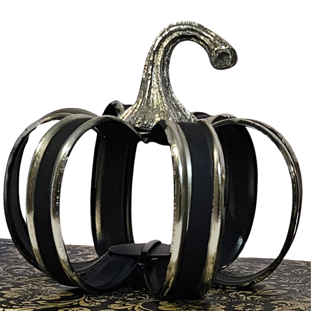 Christian Siriano Nickel Steel and Black Pumpkins Set – Luxe Seasonal Décor - AllureAbode Décor 