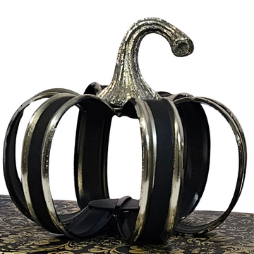 Christian Siriano Nickel Steel and Black Pumpkins Set – Luxe Seasonal Décor - AllureAbode Décor 