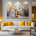 Magnolia Bloom in Gold – Abstract Luxury Floral Wall Art - AllureAbode Décor 