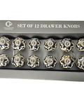 Luxury Pearl Tomato Knobs – Silver Chrome & Metallic Floral  – Set of 12 - AllureAbode Décor 