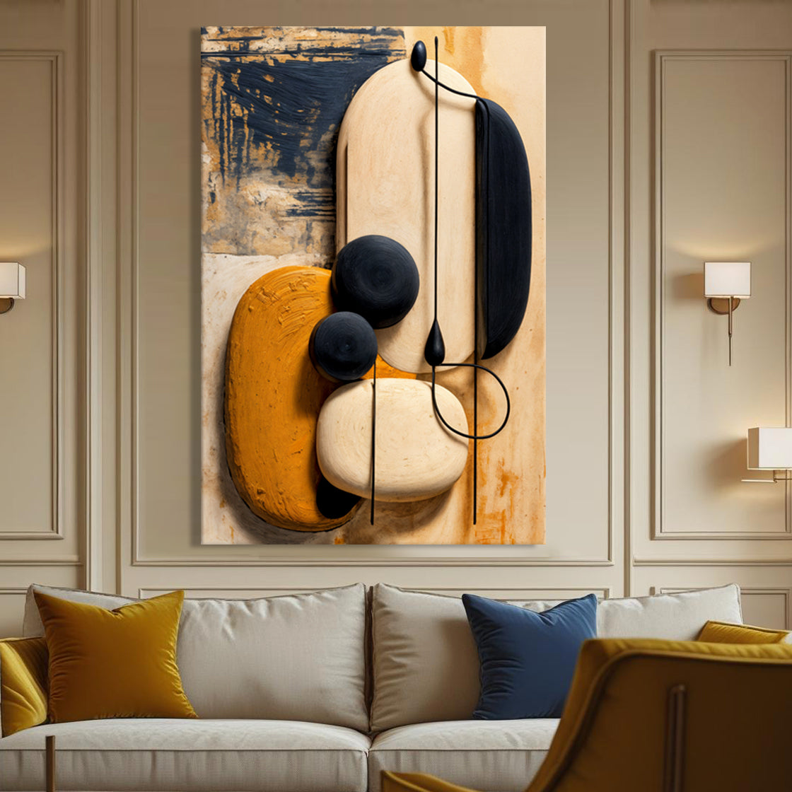 Orange Abstract Harmony Wall Art - Modern Abstract Neutral Canvas Wall Art - AllureAbode Décor 