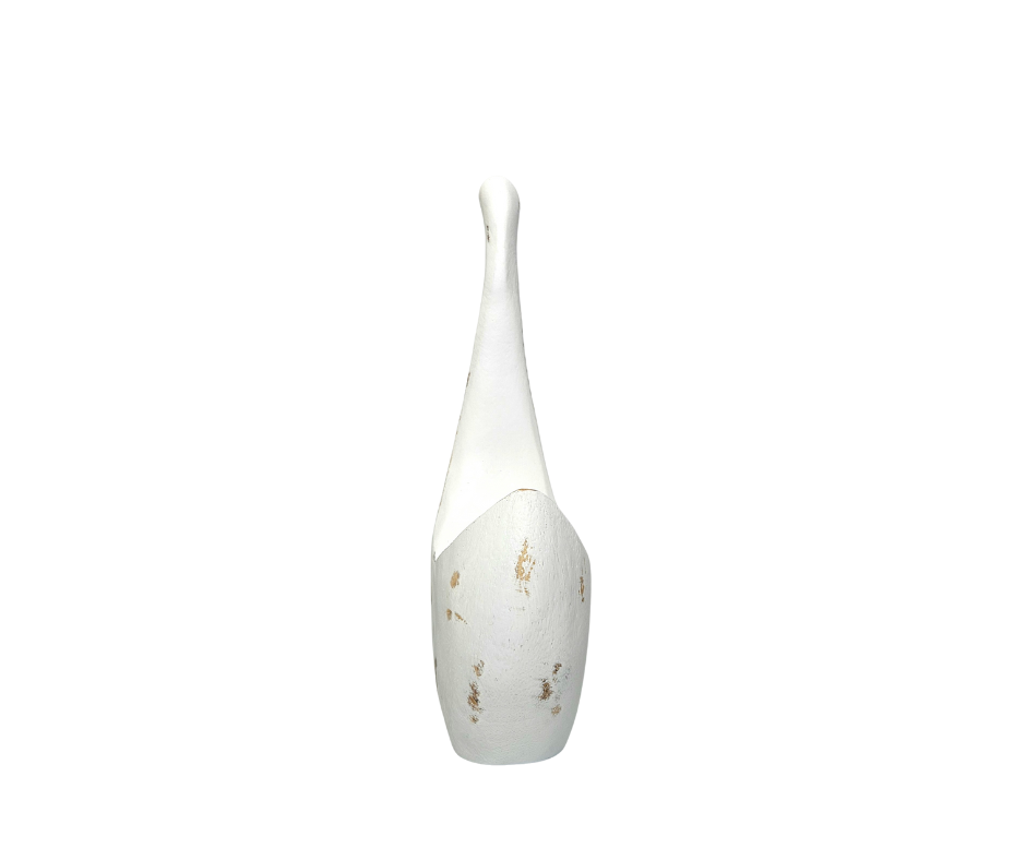 Medium White Wooden Swan – Country Chic Home Accent Figurine - AllureAbode Décor 