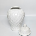 Tall White Ceramic Temple Jar - AllureAbode Décor 
