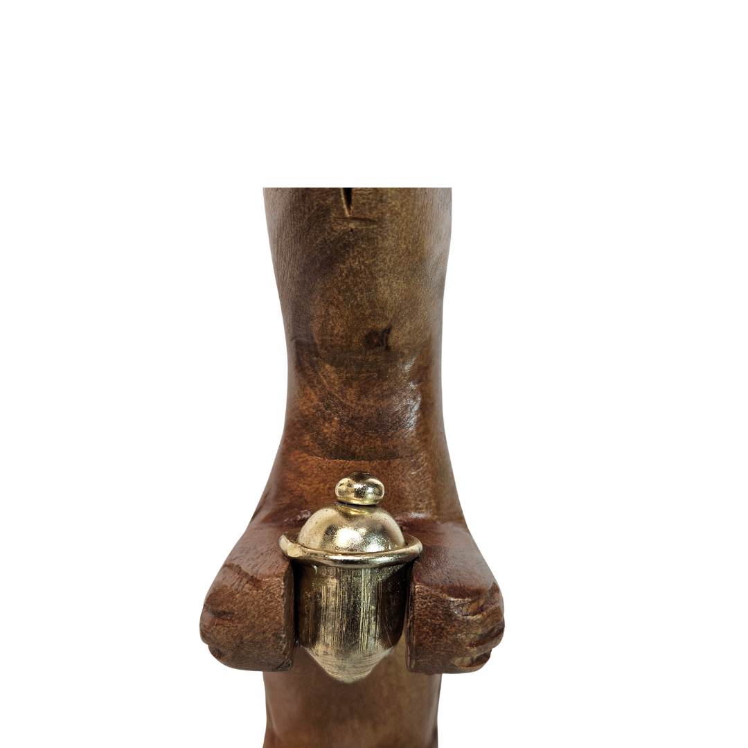 Wood & Gold Squirrel Figurine with Golden Acorn: - AllureAbode Décor 