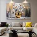 Magnolia Bloom in Gold – Abstract Luxury Floral Wall Art - AllureAbode Décor 