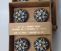 Boho Ceramic Cabinet Knobs – Blue Base with Pearl White Leaves, Set of 4 - AllureAbode Décor 