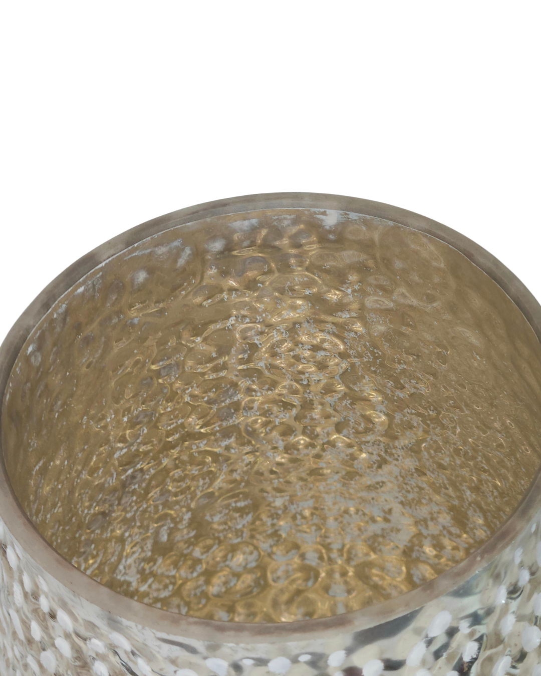 Luxury Mercury Dimpled White & Gold Glass Vase – 10.5" H, 12.25" L, 10" D – Glam Home Accent with Reflective Shine - AllureAbode Décor 