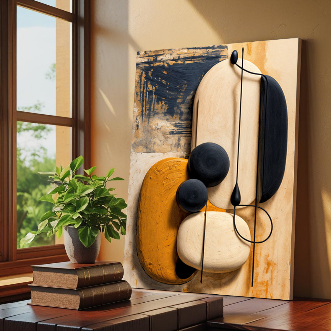 Orange Abstract Harmony Wall Art - Modern Abstract Neutral Canvas Wall Art - AllureAbode Décor 