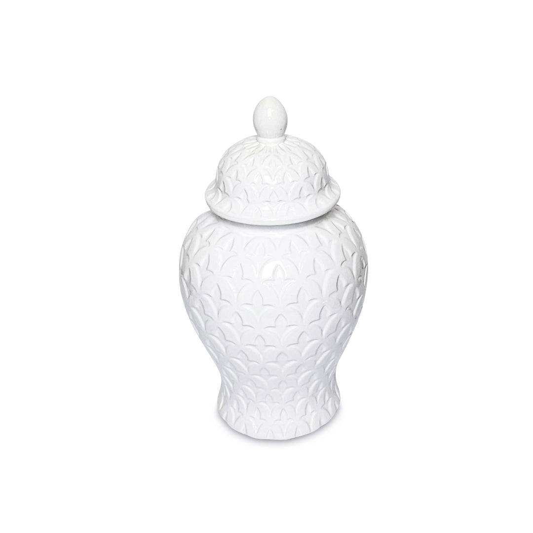 Elegant Elysium Temple Jar – 15"H Ceramic Decorative Container with Lid | Perfect for Displaying Flowers and Storing Essentials - AllureAbode Décor 
