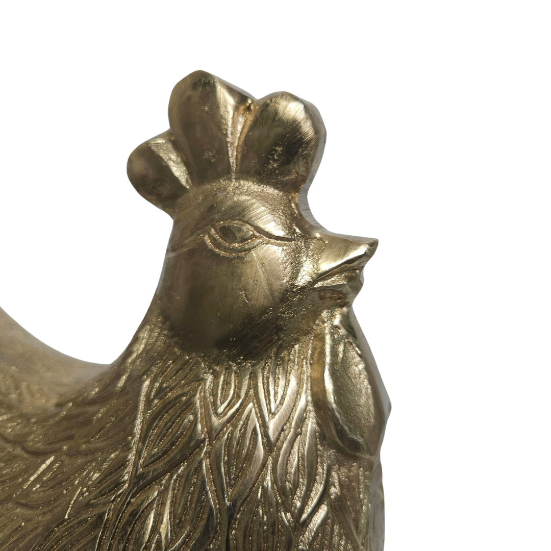 Golden Ceramic Rooster on Marble-Style Base – 9.5" H x 7" L - AllureAbode Décor 