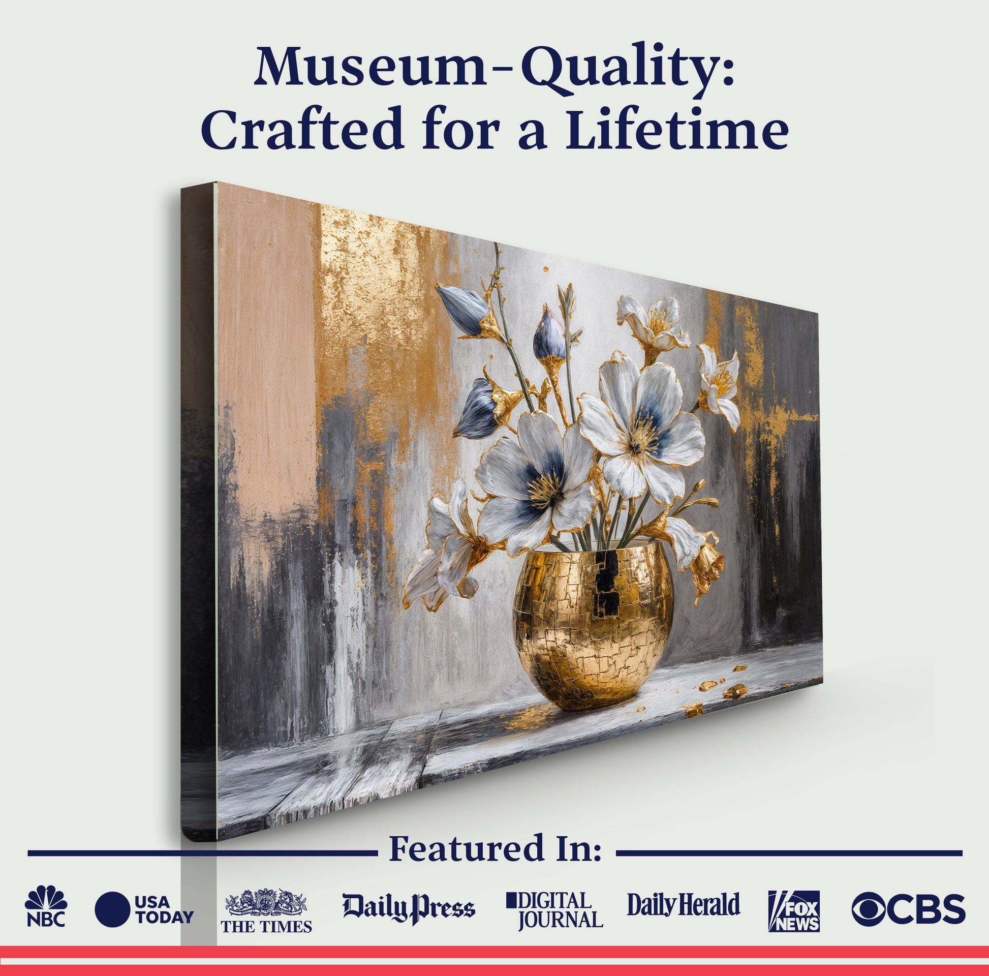 Magnolia Bloom in Gold – Abstract Luxury Floral Wall Art - AllureAbode Décor 