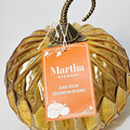 Autumn Elegance: Martha Stewart Textured Iridescent Orange Glass Pumpkin – Premium Autumn Centerpiece with Gold Hardware | Fall Deco – Halloween _ Thanksgiving Decor - AllureAbode Décor 