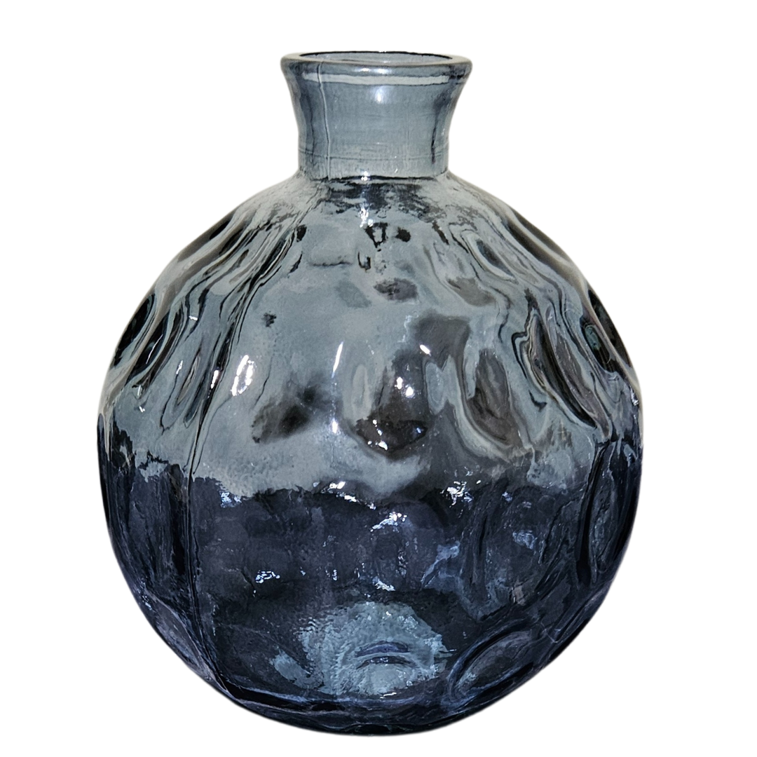 Honeycomb Pattern Vase – 7.5" Recycled Glass with Lipped Opening for Floral Arrangements - Small to Medium size Vase - AllureAbode Décor 