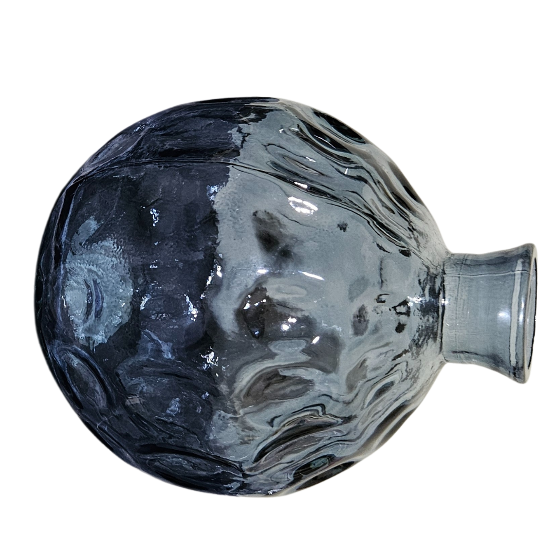 Honeycomb Pattern Vase – 7.5" Recycled Glass with Lipped Opening for Floral Arrangements - Small to Medium size Vase - AllureAbode Décor 