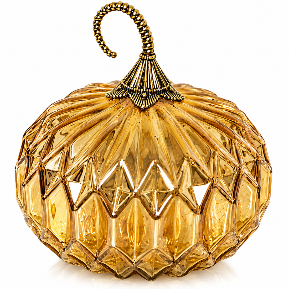 Gilded Crystal Pumpkin: Martha Stewart Textured Iridescent Orange Glass Pumpkin – Premium Autumn Centerpiece