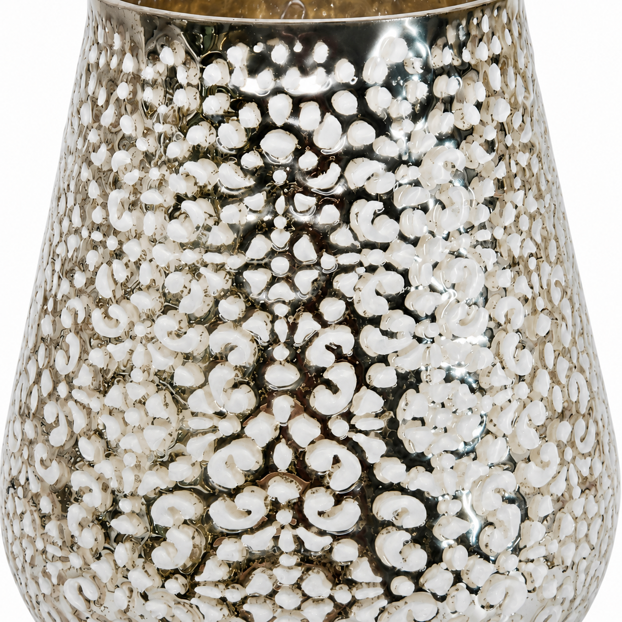 Luxury Hammered Mercury Glass Vase | White & Gold Decorative Vase | Modern Glam Home Décor Centerpiece - AllureAbode Décor 